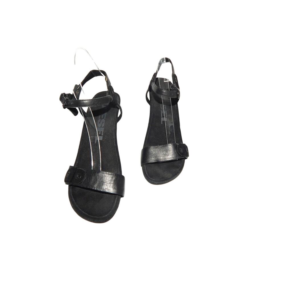 Disel Women Black Leather Suede Women Sandal Size 8.5 AS IS